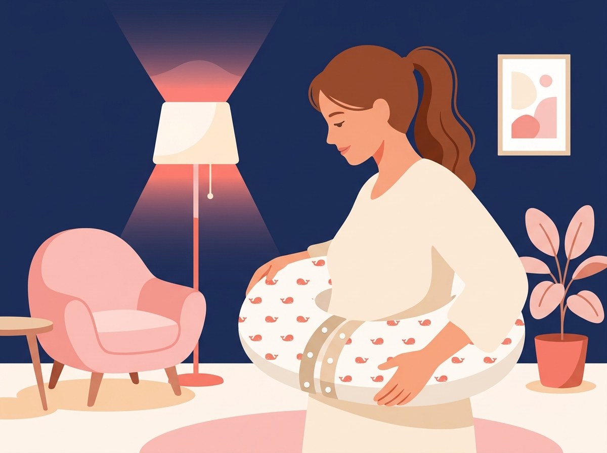 The LatchHug pillow wrapped around a mom’s waist